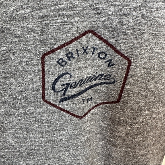 Brixton Gray Short Sleeve Tee with Logo SZ Small - Picture 5 of 8